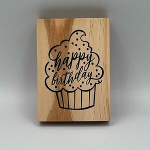 Recollections - Happy Birthday - Mounted on Wood - Stamp - Large - New